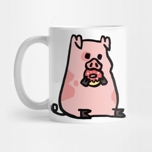 Cute Cartoon Piggy Munching Donut Mug